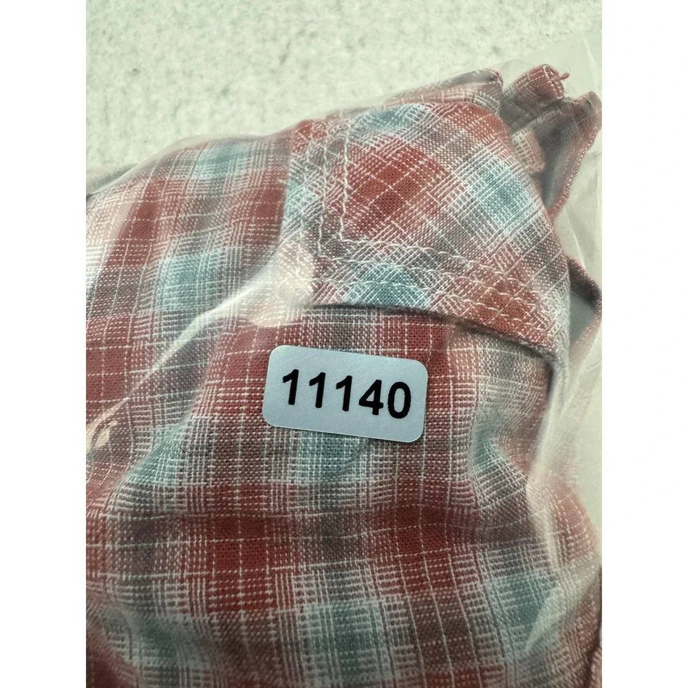 True Religion Shirt Mens 2XL Red Plaid Short Sleeve Western Pearl Snap Pockets